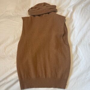 Aritzia Camel Brown Sleeveless Turtleneck Vest